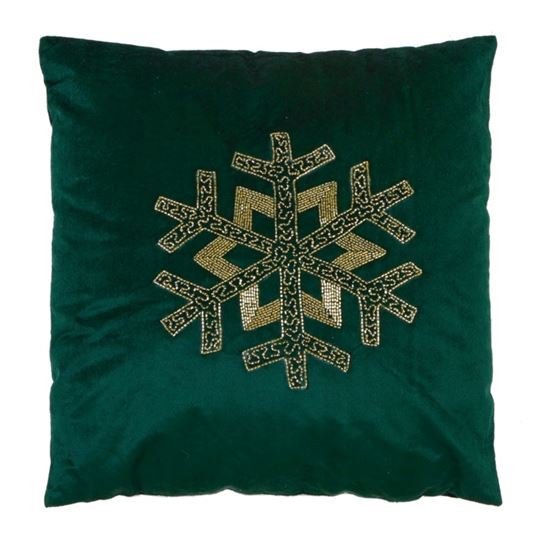 premier-green-velvet--snowflake-cushion