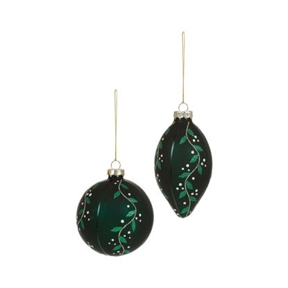 premier-matt-green-glass-bauble-with-green-leaf-design