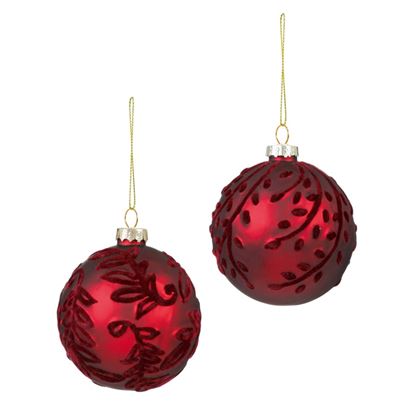 premier-matt-red-leaf-glass-bauble